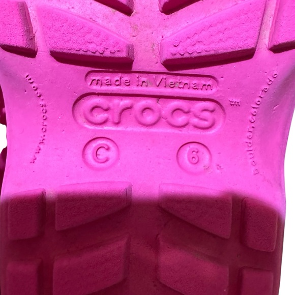 Crocs Pink Handle It Rain Boots Pull on Baby Girl Size 6C - Picture 9 of 9